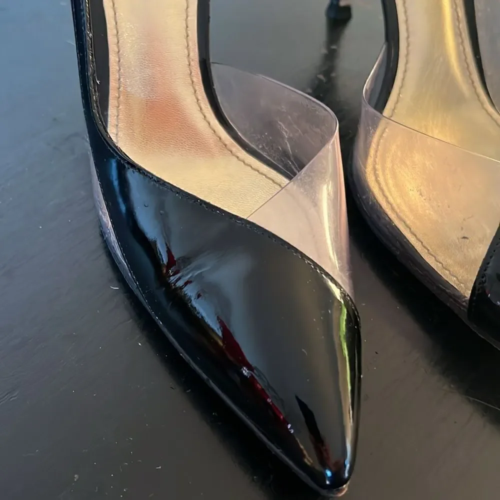 90s Dolce & Gabbana Black Patent Leather & Clear Cutout Heels